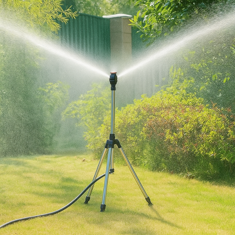 Aspersor Rotativo 360° em Tripé – Irrigação Ajustável e Uniforme