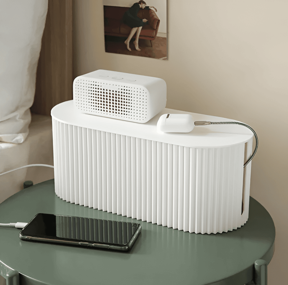 Minimalistinen kaapelin säilytyslaatikko - puhdas organisaatio ja tyylikäs muotoilu