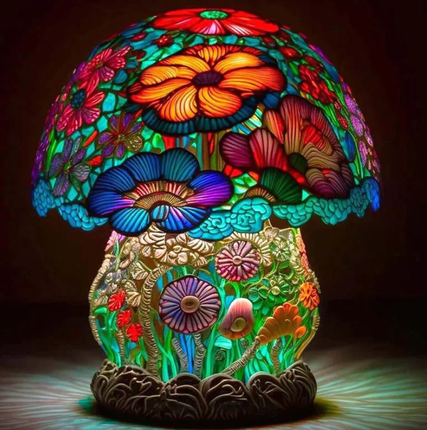 Lampa din Sticlă Colorată Calmante – Lumină Blândă și Atmosferă Caldă 