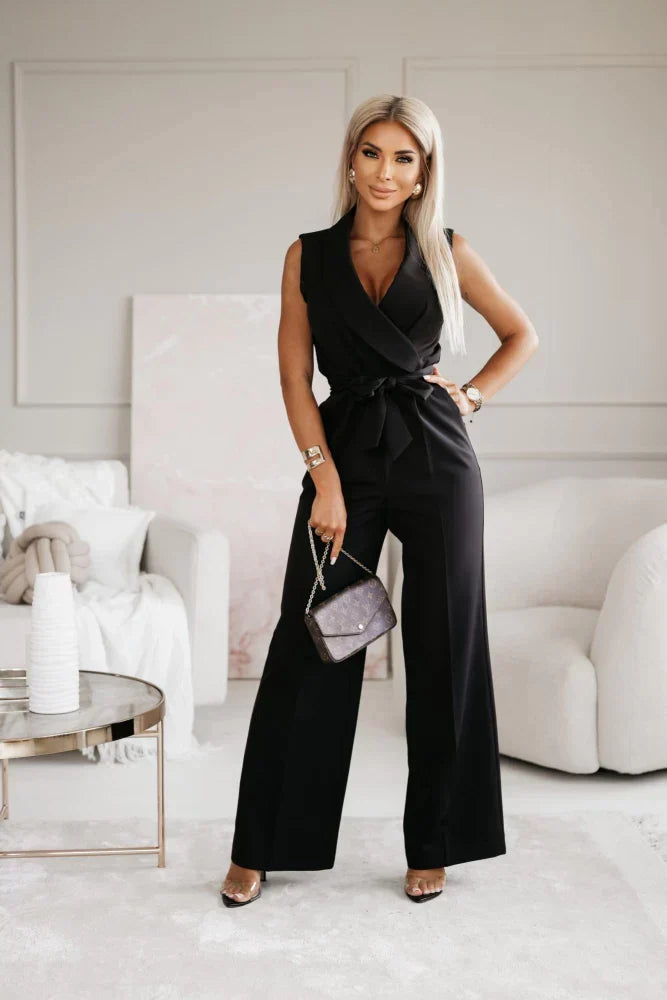 Natacha | Elegant Jumpsuit – Crossed Décolleté and Highlighted Waist 
