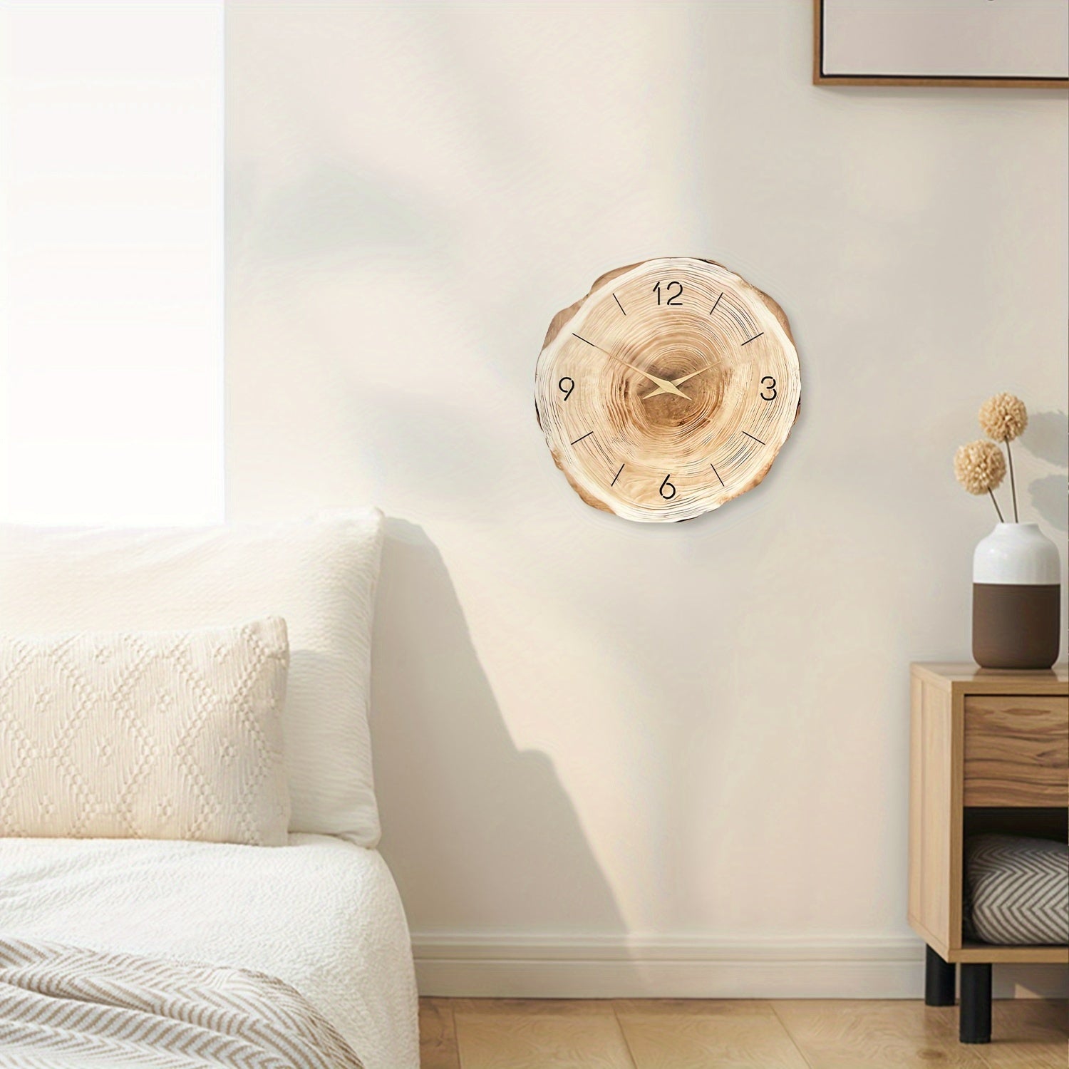 Stille Wandklok – Realistische Textuur en Elegante Ontwerp 