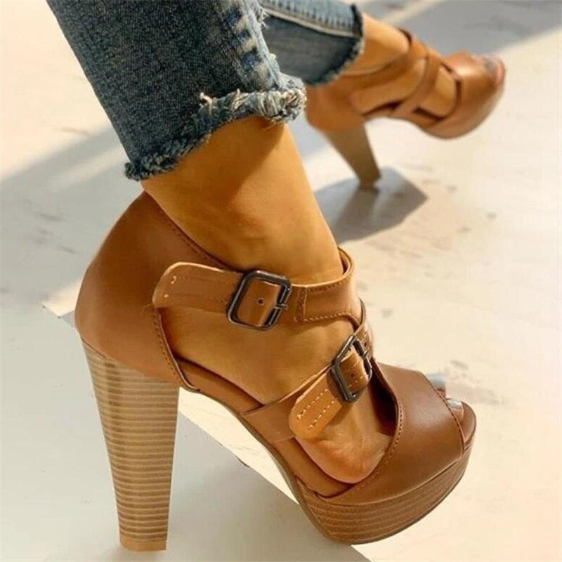 Marilou | Chic Sandalen Met Platform En Dubbele Gespen 