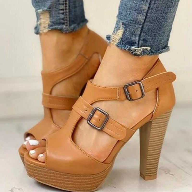 Marilou | Chic Sandalen Met Platform En Dubbele Gespen 