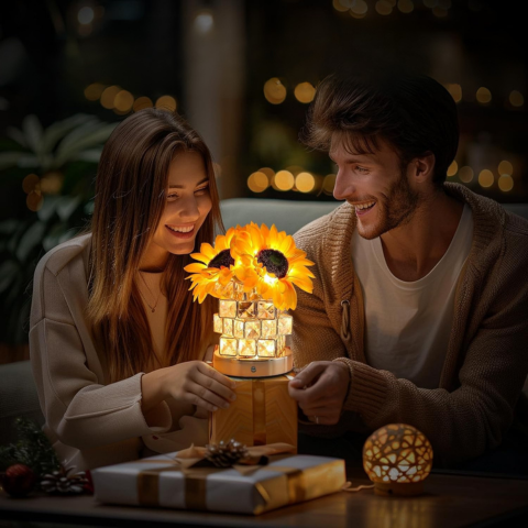 Lâmpada de Mesa Girassol – Luz Aconchegante e Decorativa 