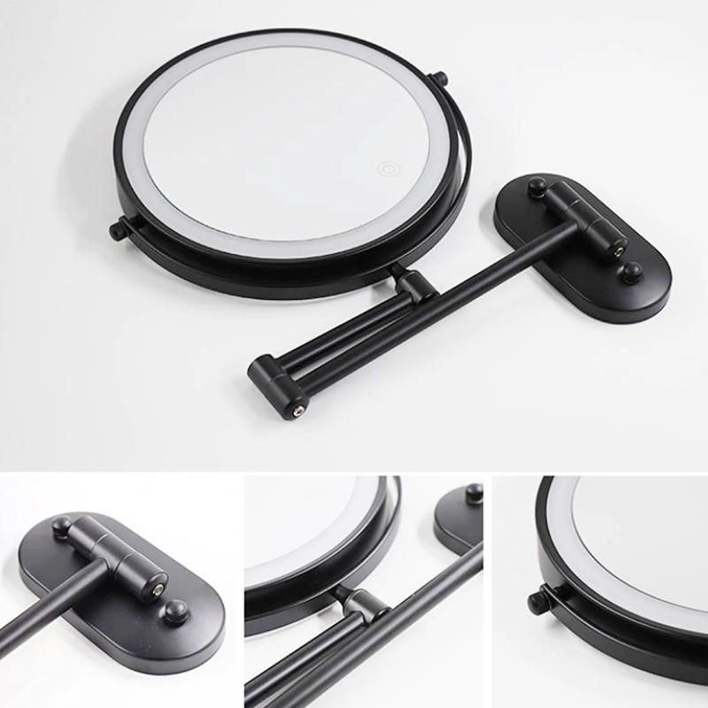 Miroir De Maquillage – Éclairage LED,  Effet Grossissant Et Sans Fil
