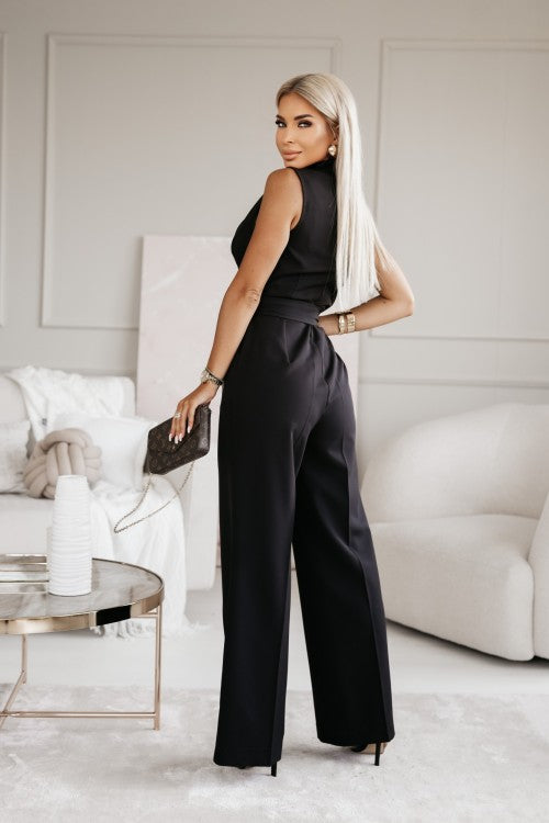 Natacha | Elegant Jumpsuit – Crossed Décolleté and Highlighted Waist 