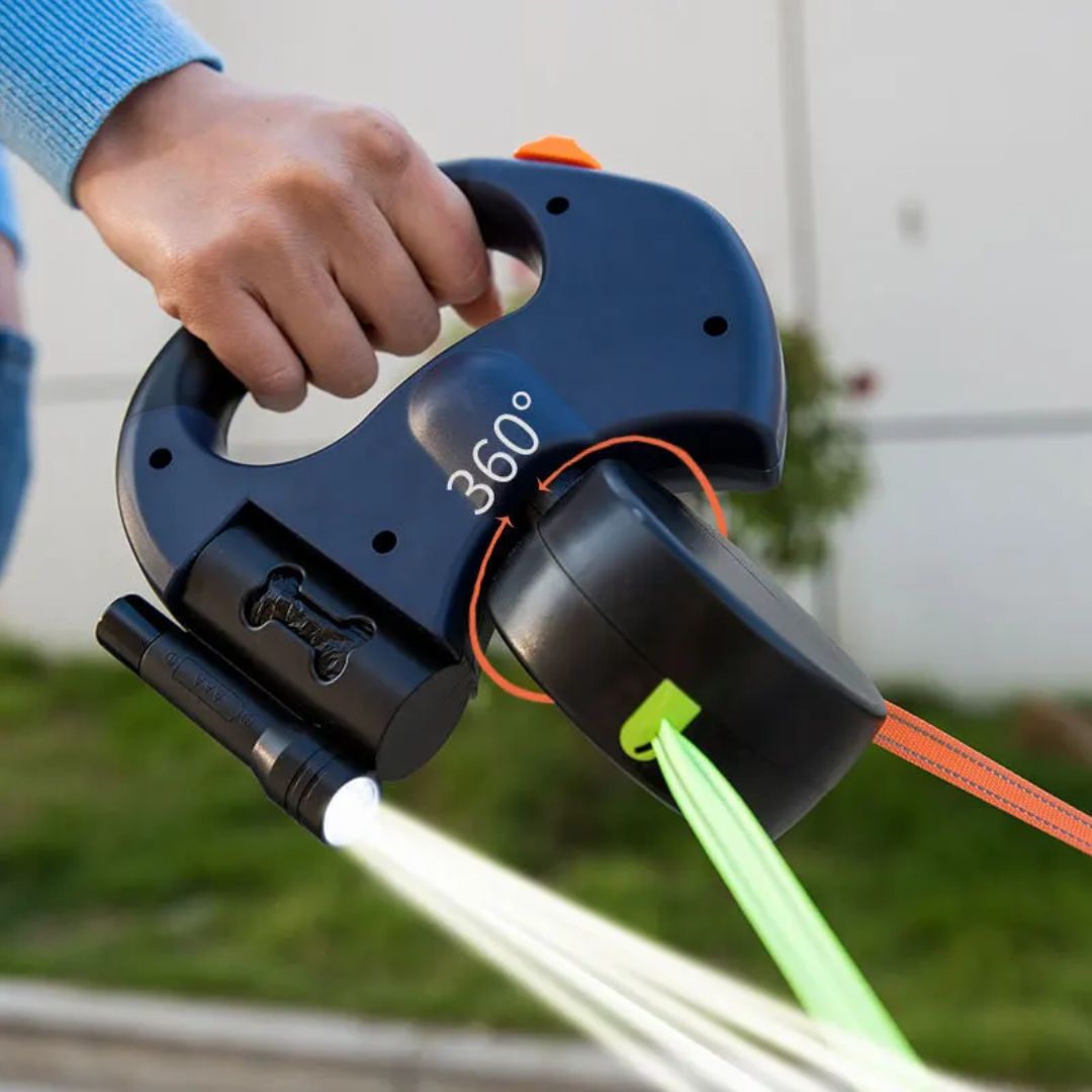 Correa Retráctil Para Perros – Con Luz LED Y Dispensador De Bolsas 