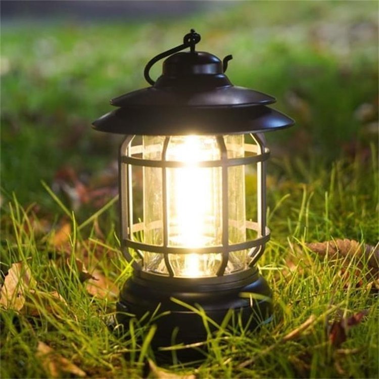 Lámpara LED retro para camping - Estilo vintage y practicidad